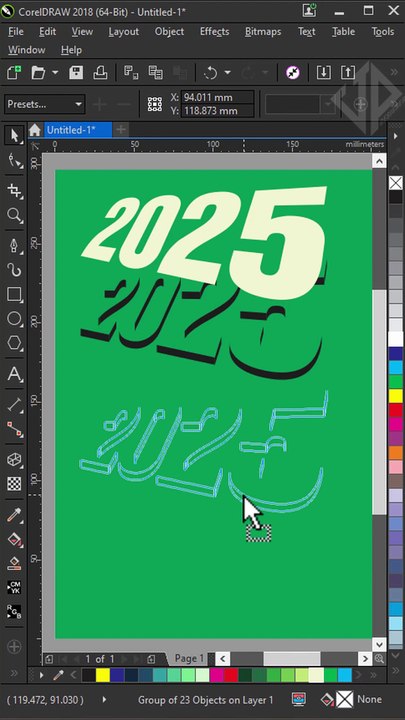 3d text shadow effect in coreldraw