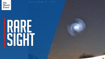 Dazzling spiral swirls in the sky following SpaceX Falcon 9 rocket launch