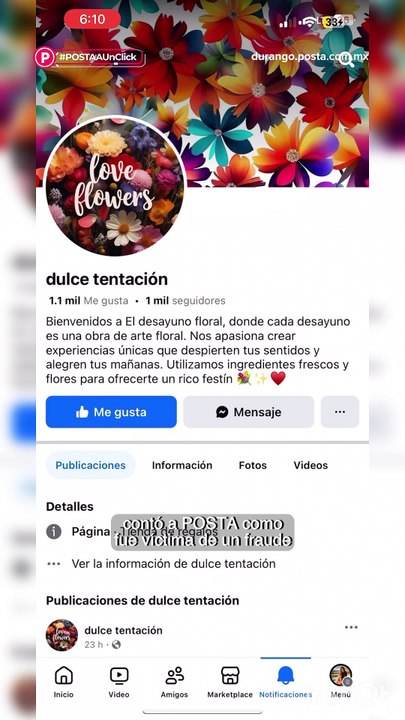 Fraude en página de Facebook, se hace pasar por negocio duranguense de desayunos