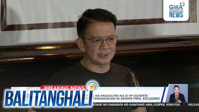 Hiling ng House Prosecutors na pasagutin na si VPSD sa articles of impeachment, tinanggihan ni Senate Pres. Escudero | Balitanghali