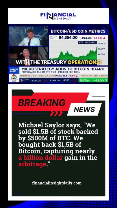 Michael Saylor says, "We...capturing nearly a billion dollar gain in the arbitrage."