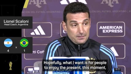 Scaloni tells Argentina fans to 'enjoy the moment' after thrashing Brazil