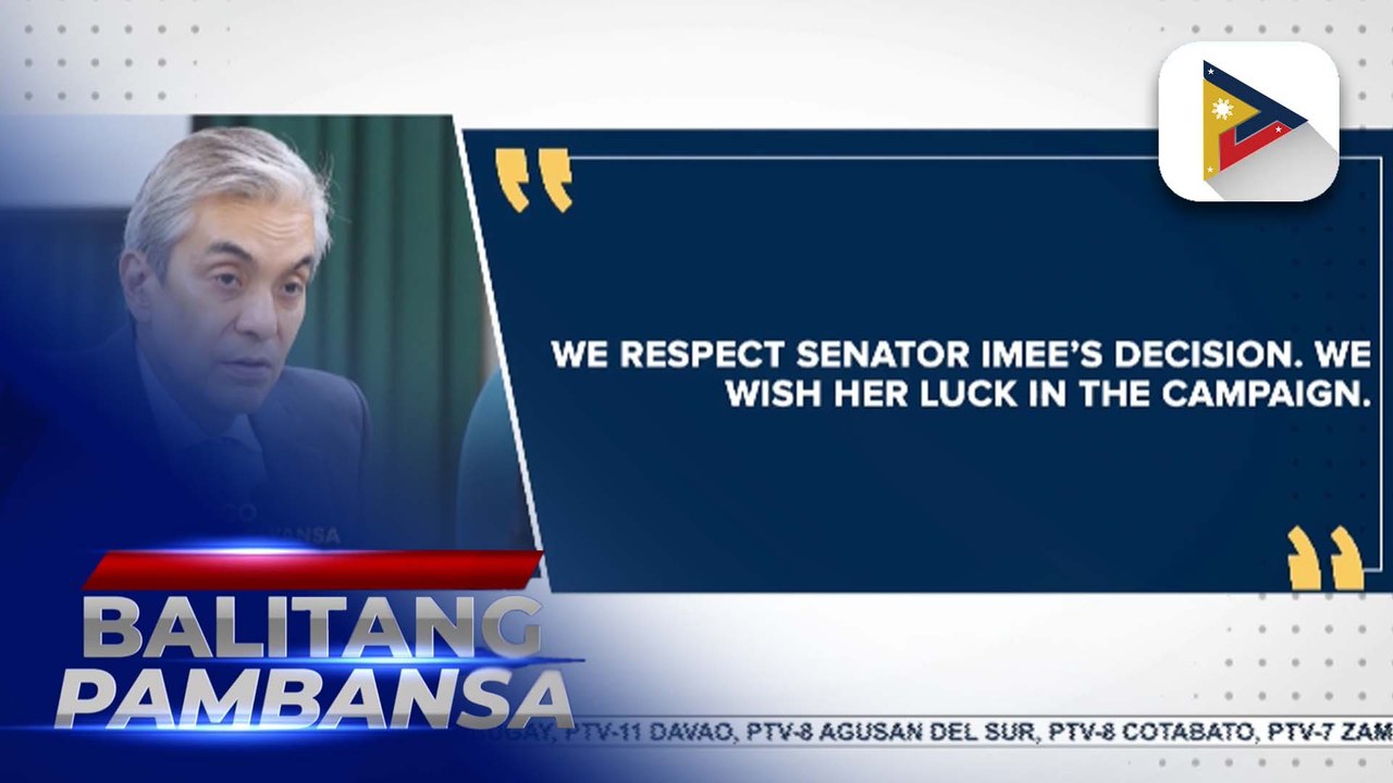 Alyansa para sa Bagong Pilipinas, iginagalang ang desisyon ni Sen. Imee Marcos na kumalas sa koalisyon