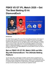 PBKS VS GT IPL Match 2025 – Get The Best Betting ID At DiamondExch