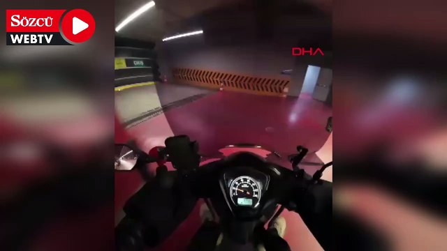 Motosikletin yayaya çarptığı kaza, sürücünün kask kamerasında