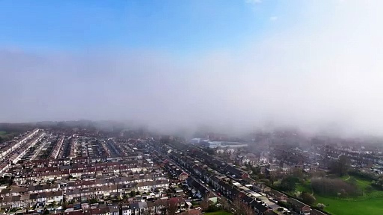 Footage capture a birds eye view of the clouds blanketing Portsmouth this afternoon - video by Marcin Jedrysiak