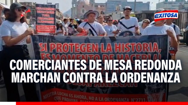 Comerciantes de Mesa Redonda marchan contra ordenanza que prohíbe almacenamiento y comercio mayorista en Centro de Lima