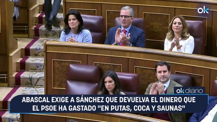 Abascal exige a Sánchez que devuelva el dinero que el PSOE ha gastado "en putas, coca y saunas"