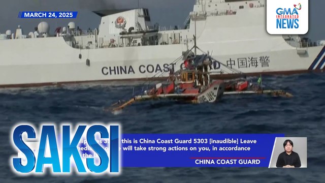 Mga barko ng Pilipinas na naghatid ng ayuda sa mga mangingisda malapit sa Panatag Shoal, hinarang ng CCG | Saksi