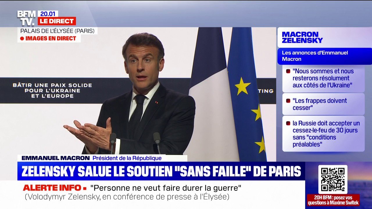 Soutien à l'Ukraine: "Sur la ligne de front, ce ne sont pas des troupes européennes qui seront déployées" (Emmanuel Macron)