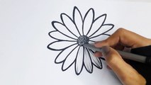 How to draw a flower easy __ Simple flower drawing tutorial for beginners