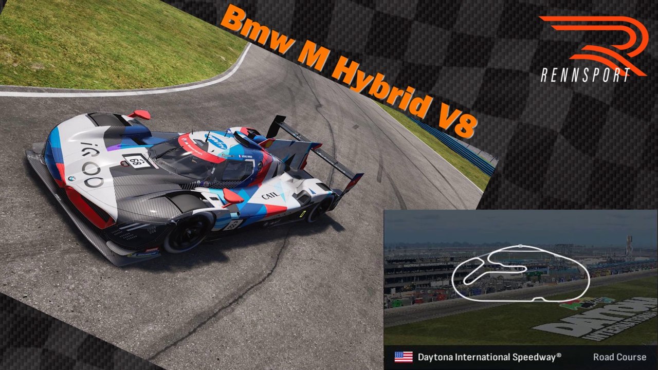 Tour de piste à Daytona Road en Bmw M Hybrid V8 sur Rennsport