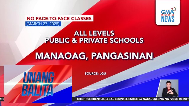 No face-to-face classes (March 27, 2025) | Unang Balita