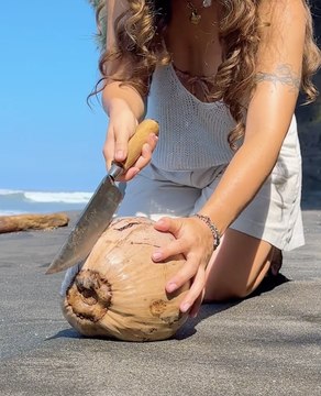 Harvesting and cooking coconut in Oasis 🌴