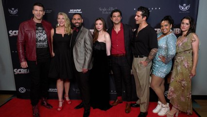 The cast of "Screamboat" poses together at the world premiere in Los Angeles