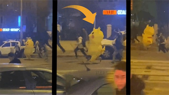 Pikachu, polis müdahalesinden kaçarken görüntülendi