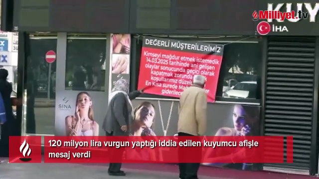 120 milyon lira vurgun yaptığı iddia edilen kuyumcu afişle mesaj verdi