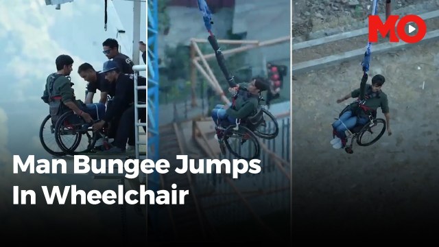 Man in wheelchair takes India’s highest bungee jump