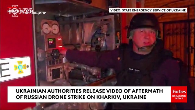 Ukrainian Authorities Release Video Of Aftermath Of Russian Drone Strike On Kharkiv, Ukraine