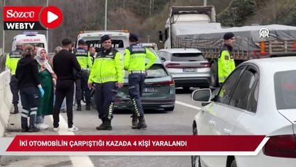 Anadolu Otoyolu'nun Bolu kesiminde iki otomobilin çarpıştığı kazada 4 kişi yaralandı
