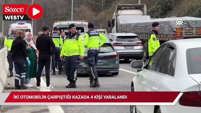 Anadolu Otoyolu'nun Bolu kesiminde iki otomobilin çarpıştığı kazada 4 kişi yaralandı