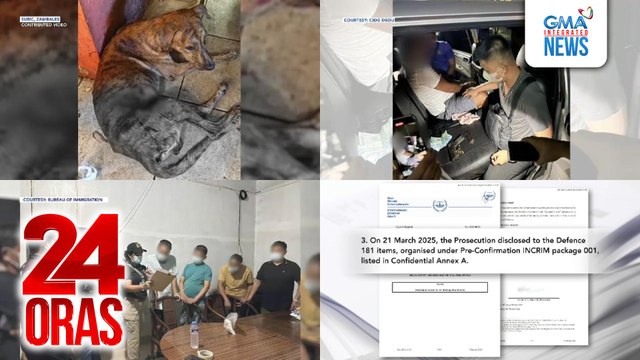 24 Oras: (Part 2) Lalaking nanghampas ng ulo ng isang aso hanggang sa mamatay, arestado; guwardiyang nag-aalok umano ng ibinibentang baril online, nasakote; 5 Chinese na nagkukunwari umanong Pinoy, arestado, atbp.