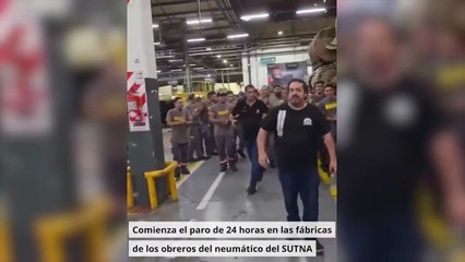 Paro y marcha del gremio de los trabajadores del neumático