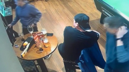 Gentleman accidentally knocks over passerby's beer and leaves everyone in laughter