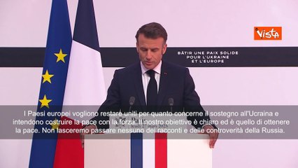 Macron: "Europei vogliono restare uniti e costruire pace con la forza"