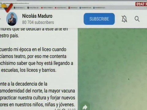 Pdte. Nicolás Maduro resalta el valor del teatro como vacuna cultural para niños y jóvenes