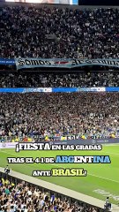 FIESTA EN LAS GRADAS TRAS EL 4-1 DE ARGENTINA ANTE BRASIL 🇦🇷🔥Los hinchas argentinos hicieron temblar el estadio tras la goleada ante Brasil. Entr