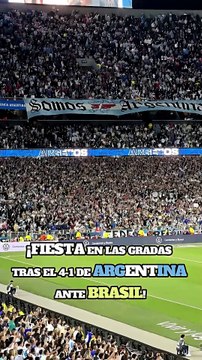 FIESTA EN LAS GRADAS TRAS EL 4-1 DE ARGENTINA ANTE BRASIL 🇦🇷🔥Los hinchas argentinos hicieron temblar el estadio tras la goleada ante Brasil. Entr