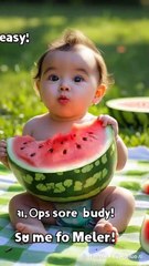 Baby eating watermelon