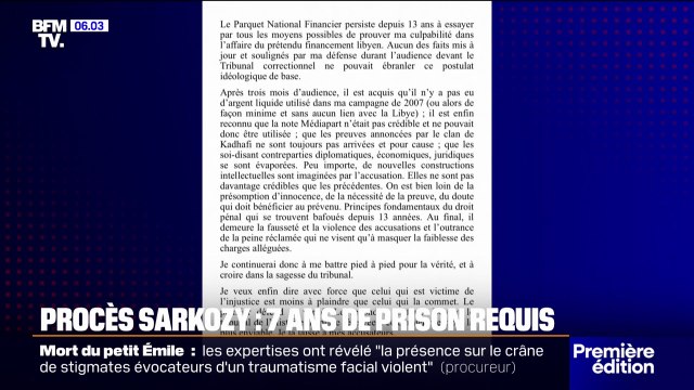 Je continuerai à me battre : 7 ans de prison et 300.000 euros d'amende requis contre Nicolas Sarkozy dans le procès sur les soupçons de financement libyen