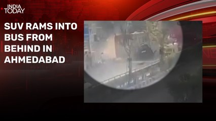 Video: SUV rams into bus from behind in Ahmedabad, one dead in collision