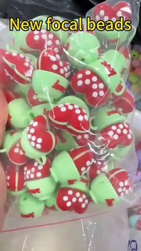 3D Cute Love Cups Red Hearts with White Spots Inside Silicone Focal Beads