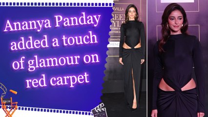 Ananya Panday stunned in a stylish high-slit gown, showcasing a bold and elegant look.