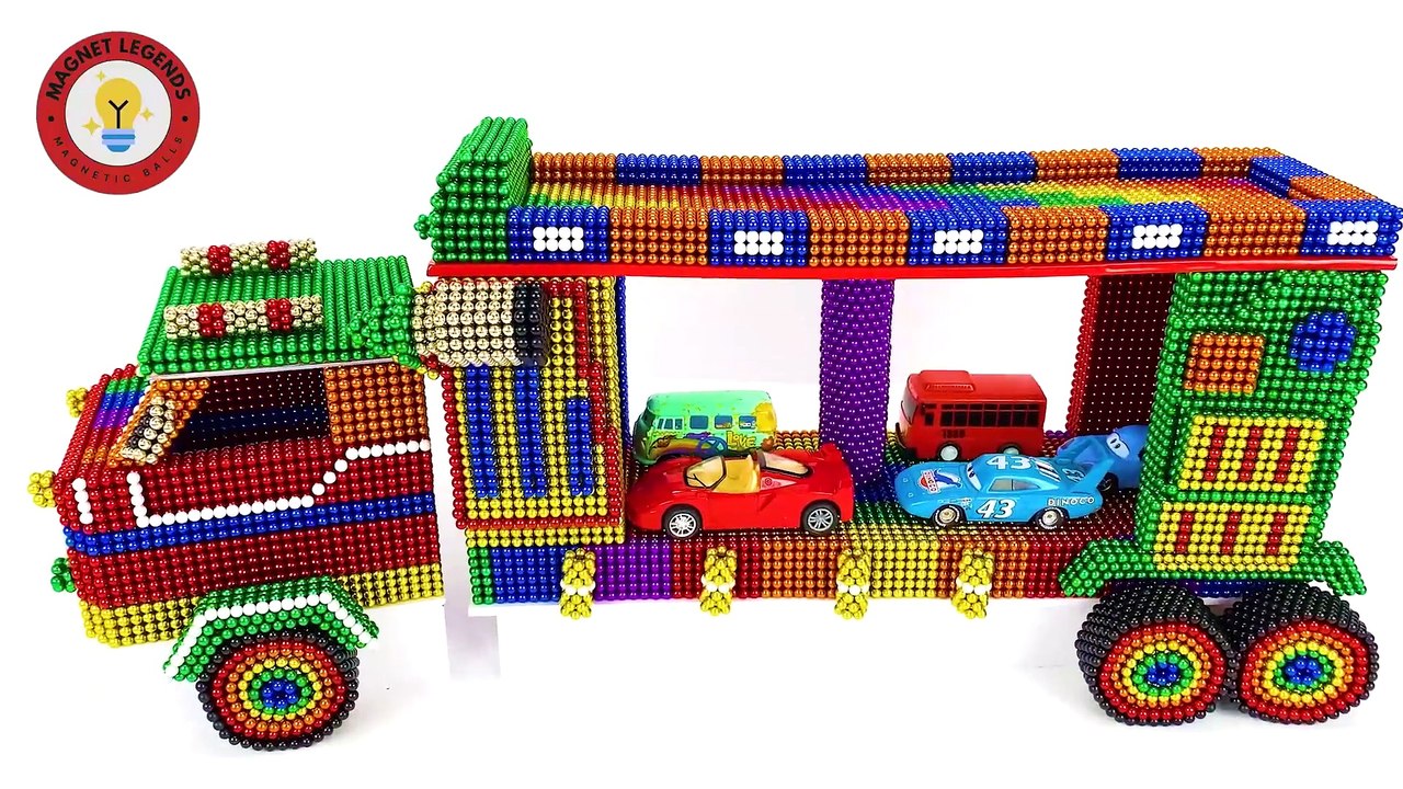 CHALLENGE! Make a 2-story truck to carry supercars with magnetic balls