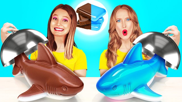 DÉFI BONBON GÉLIFIÉ VS CHOCOLAT VS NOURRITURE RÉELLE ! Recette de gelée glacée au miel 123 GO! Like