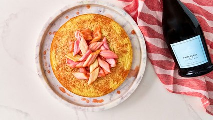 How to Make Aperol Spritz Cake with Prosecco-Poached Rhubarb
