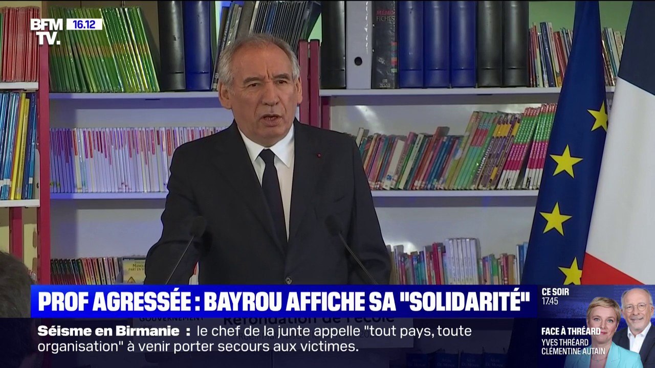 Professeure agressée à Fontenay: "Ce métier est au croisement de toutes les tensions de la société", estime François Bayrou
