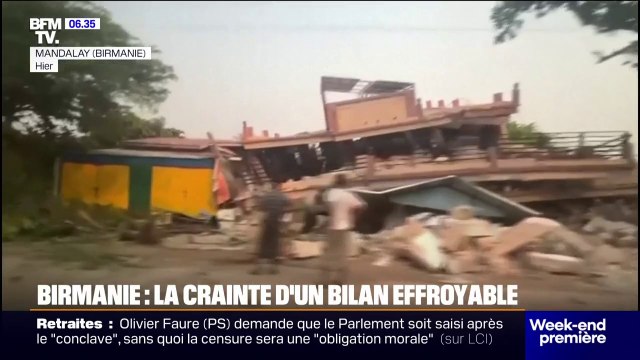 Maisons effondrées, bâtiments renversés... La crainte d'un bilan effroyable après le séisme en Birmanie