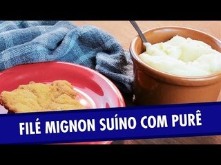Filé mignon suíno à milanesa com purê aerado