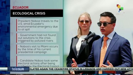 Noboa faces criticism over the oil spill while traveling to the United States