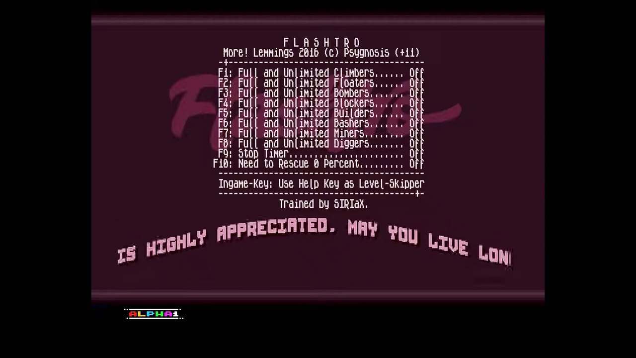 Amiga Trainer Intro More Lemmings 2016 by A1 (2016)