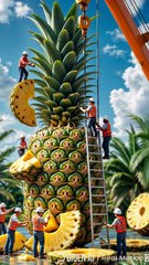 Tiny Workers Try to Move a Giant Pineapple – Epic Fail or Success?