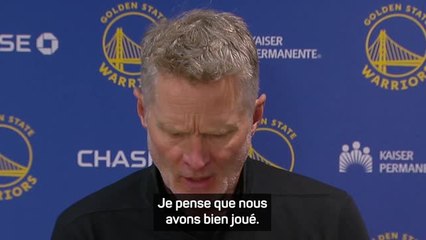 Warriors - Kerr : "Steph Curry a joué un excellent match"