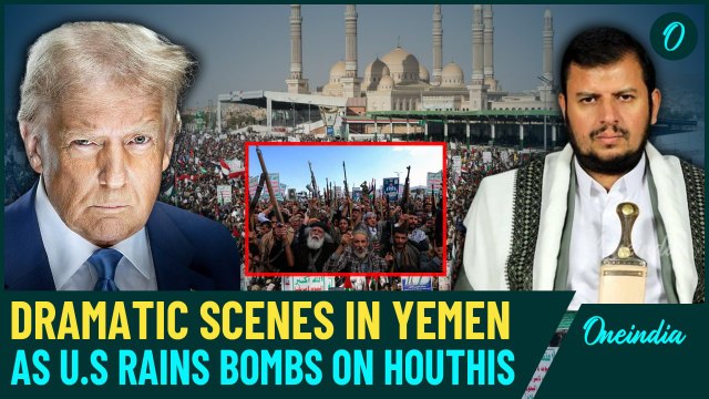 Dramatic Video Shows Massive Anti-US Protests in Sanaa as US Warplanes Bomb Houthi Targets | Watch