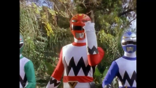 Power Rangers Lost Galaxy Rangers First Appearance Split Screen (PR and Sentai version)
