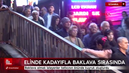 Şirinevler'de baklava almak isteyenler kuyruk oluşturdu